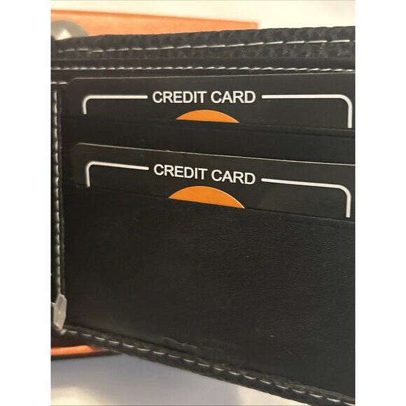 Western Mens Bifold Wallet Black Genuine Leather Longhorn Horeshoe Concho Cowboy - Picture 6 of 12